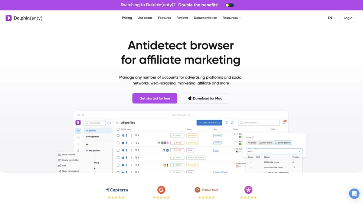 Dolphin Anty Browser Review 2026: Is It Still Safe for Affiliates? product interface and feature overview
