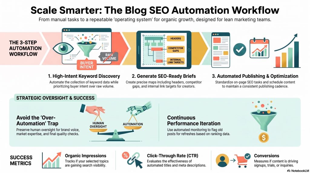 SEO Automation in 2026: Tasks, Tools & Practical Workflows - How to Build an SEO Automation Workflow (Step-by-Step Example)