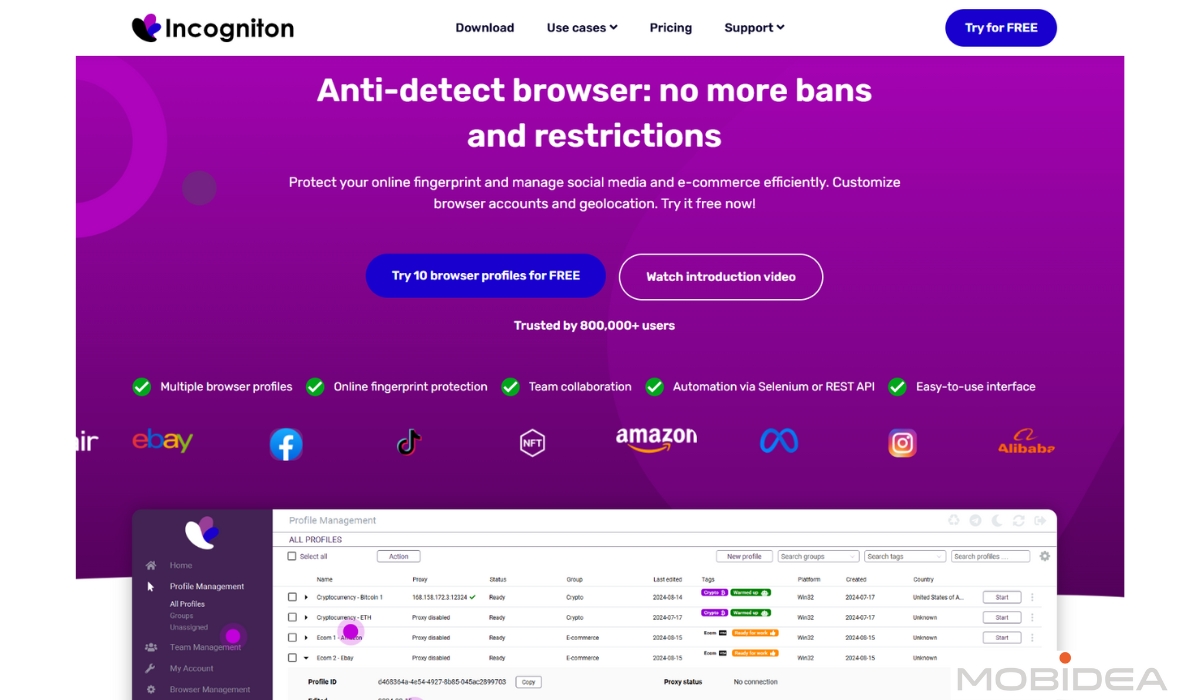 Top 10 Anti-Detect Browsers for Multi-Account Management in 2026 - 4. Incogniton – Strong Free Tier for Facebook and Social Media