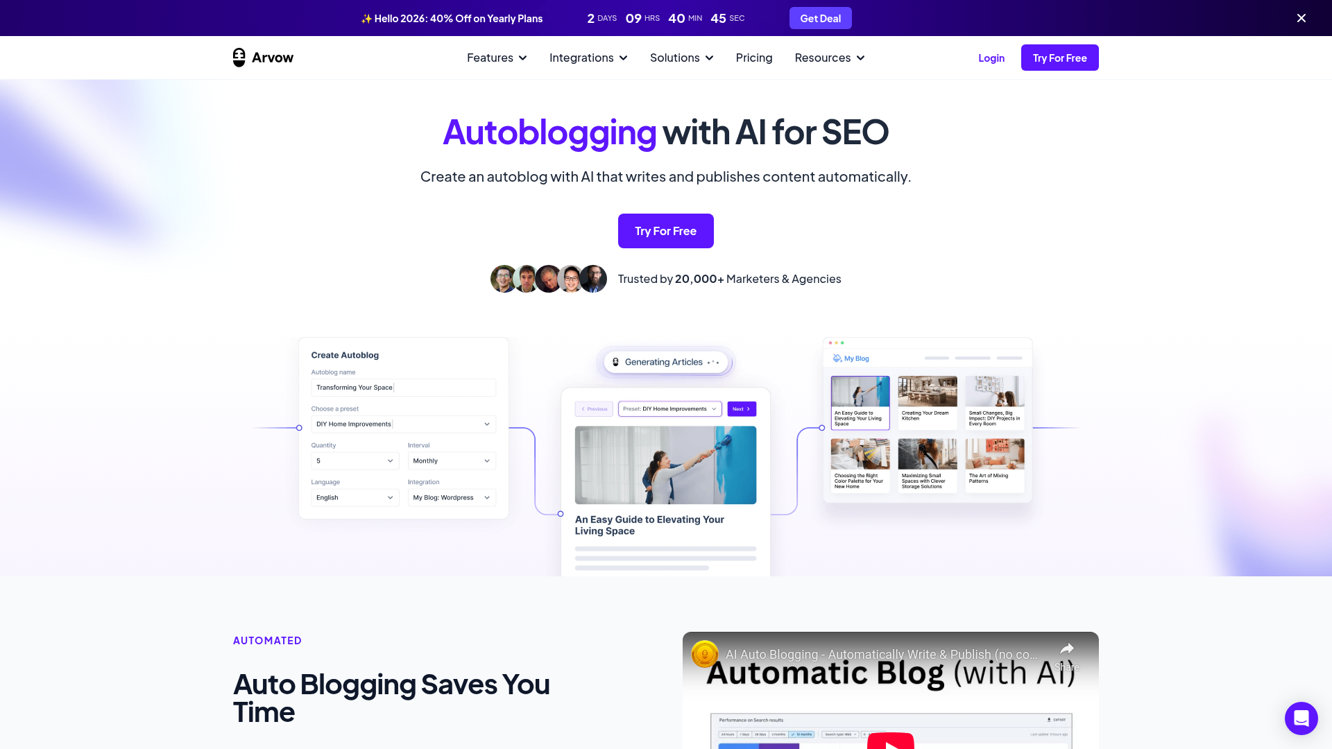 如何使用 Autoblogging.ai：设置、模式与工作流程 - 第 1 步：创建账户并了解积分系统