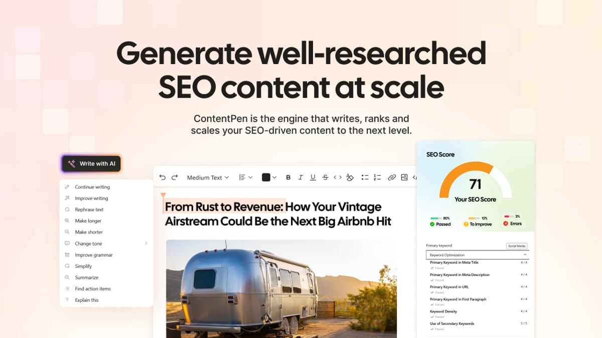 AgentBooks vs Contentpen vs QuickCreator: AI Content Engine Showdown product interface and feature overview