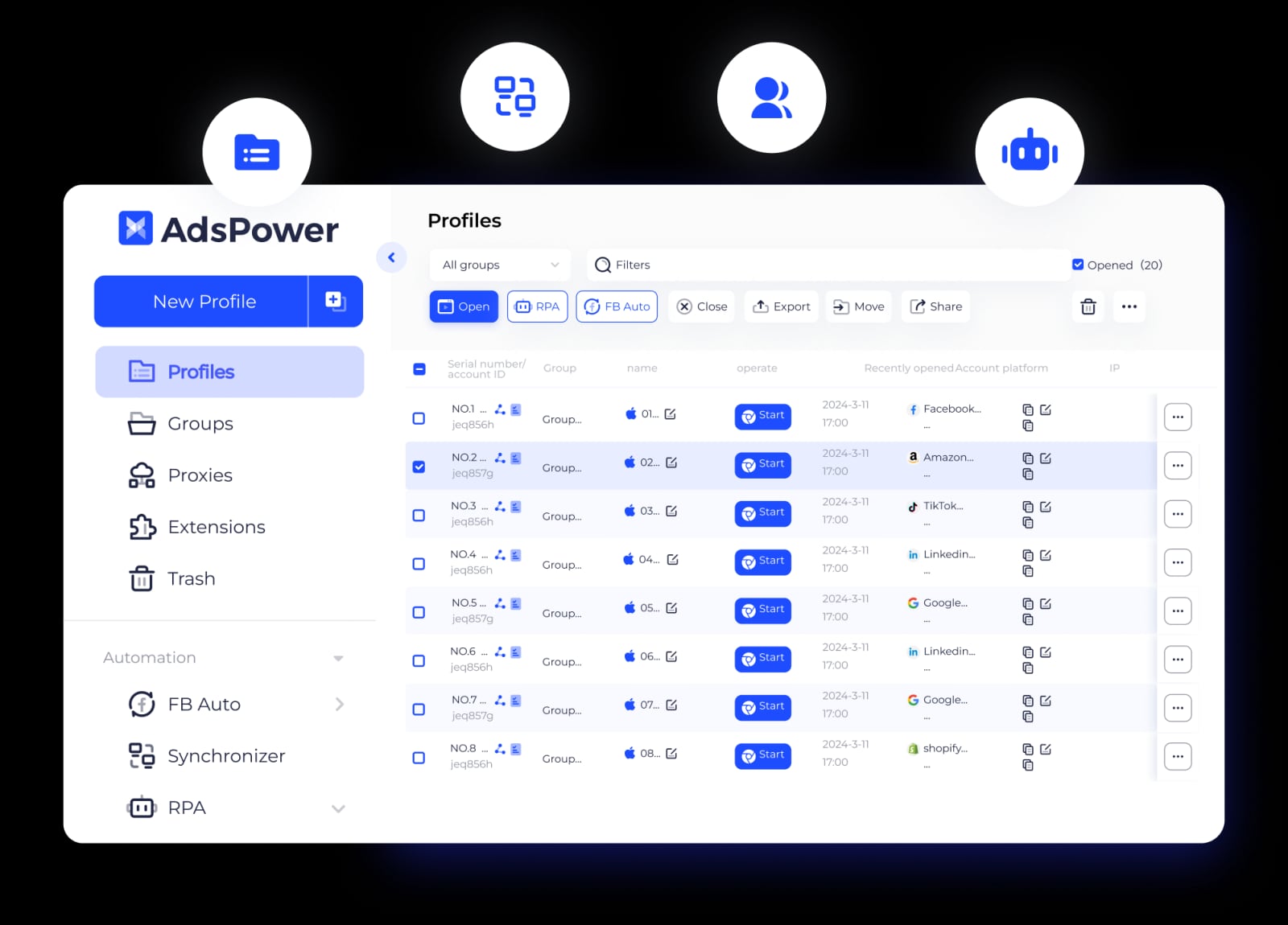 AdsPower product interface