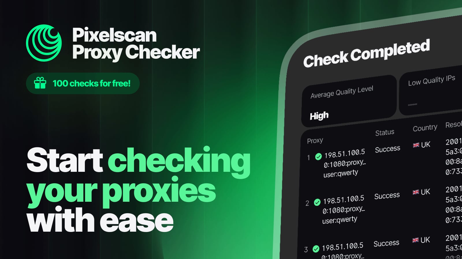 Pixelscan product interface