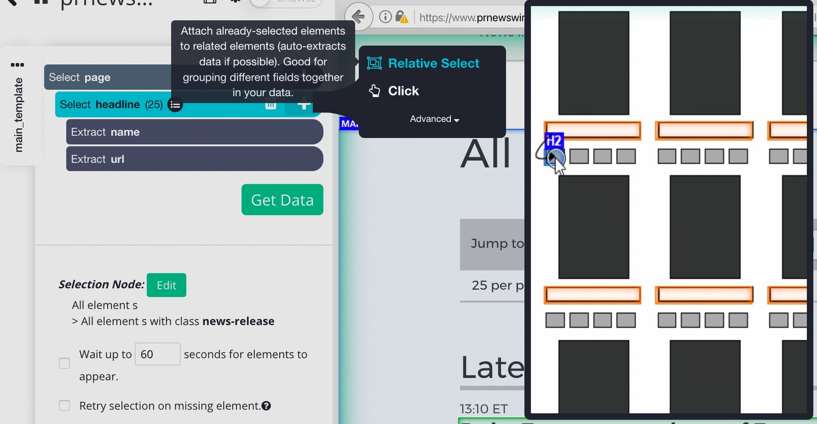 ParseHub product interface