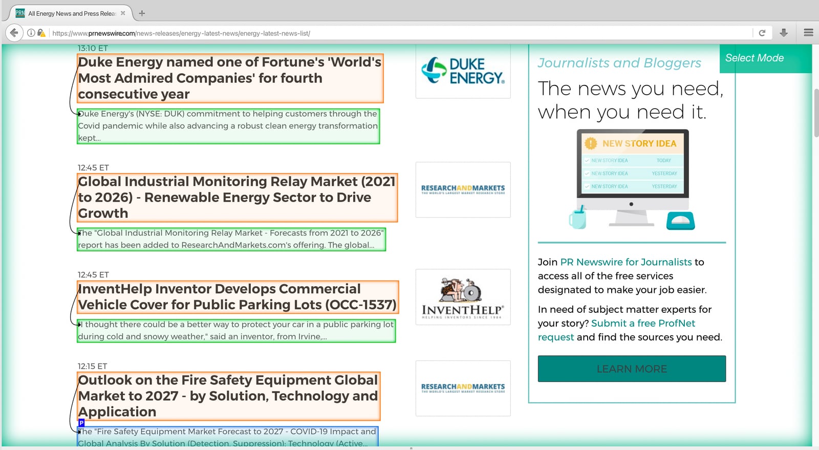 ParseHub product interface