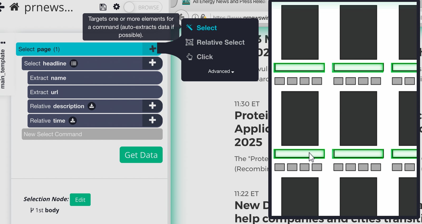 ParseHub product interface