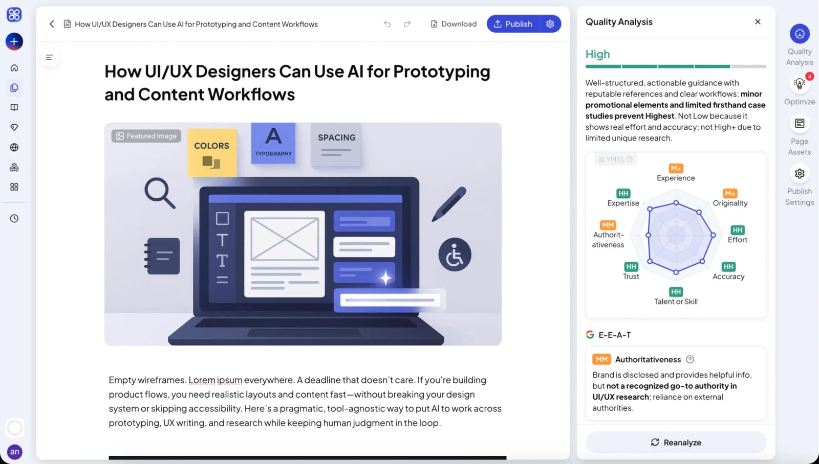 QuickCreator product interface