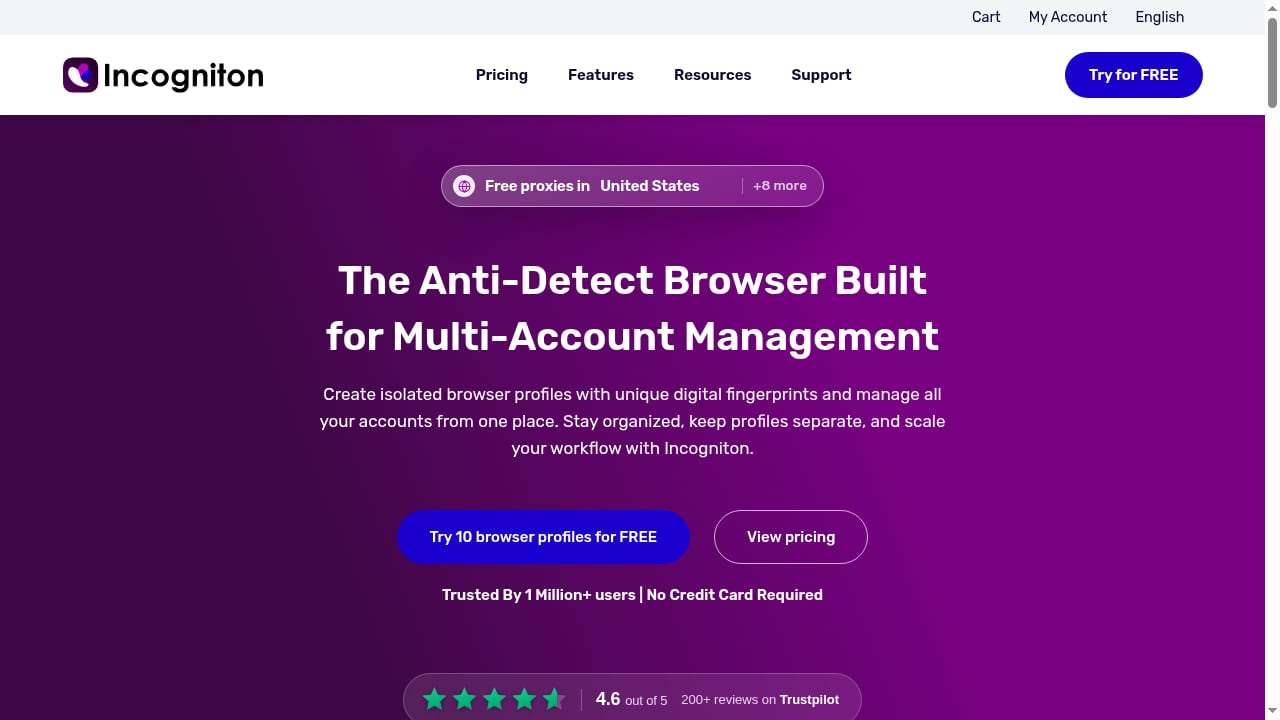 First viewport screenshot of Homepage - No card required