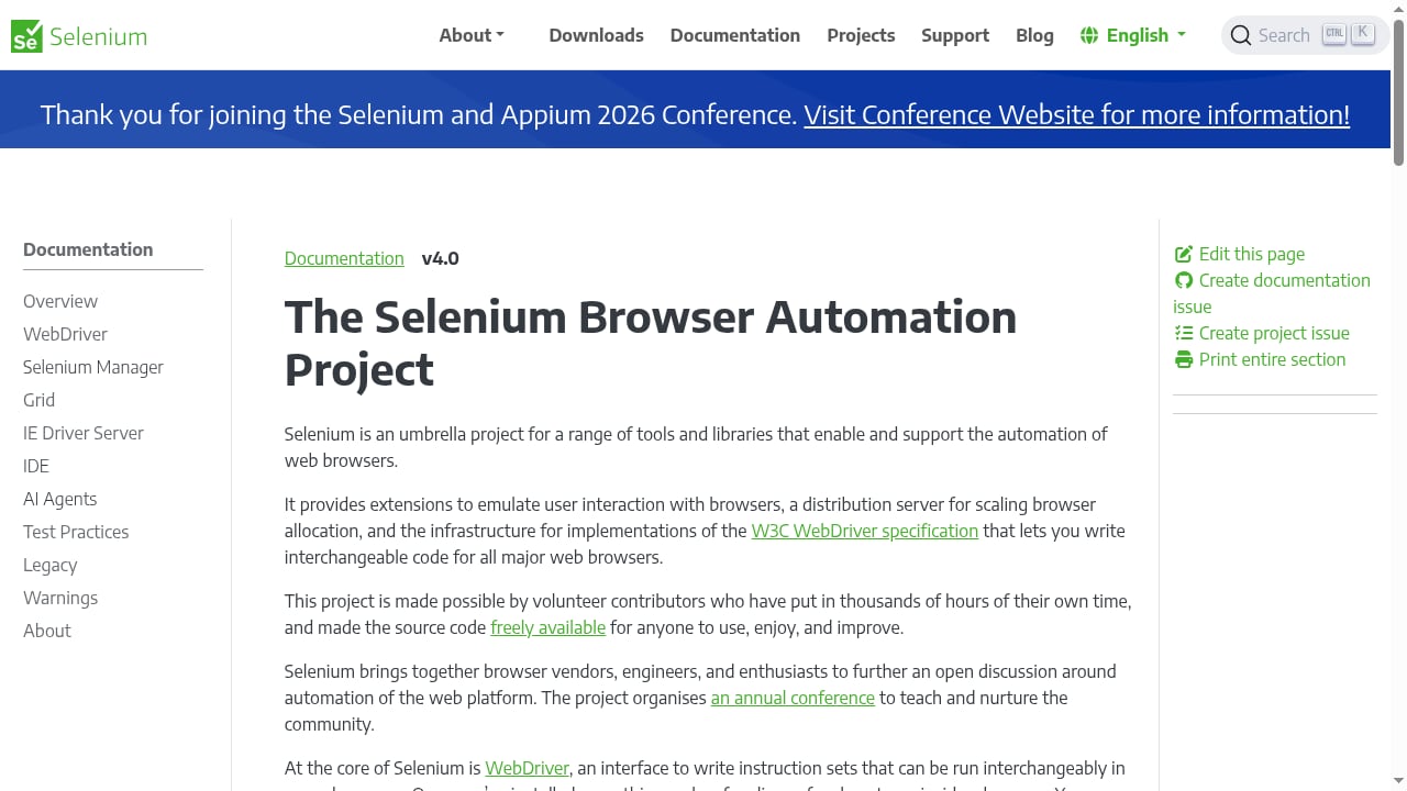 First viewport screenshot of The Selenium Browser Automation Project
