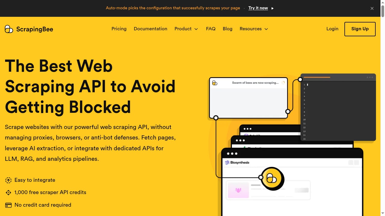 First viewport screenshot of ScrapingBee – The Best Web Scraping API