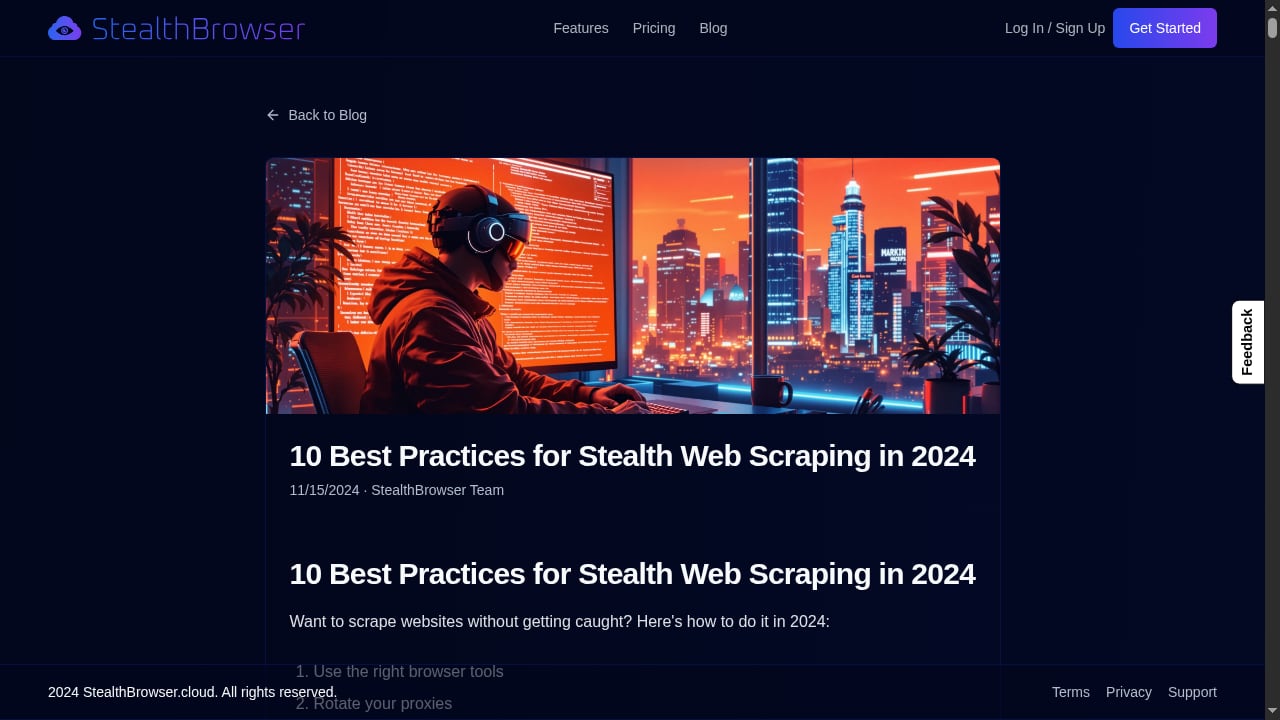 First viewport screenshot of 10 Best Practices for Stealth Web Scraping in 2024