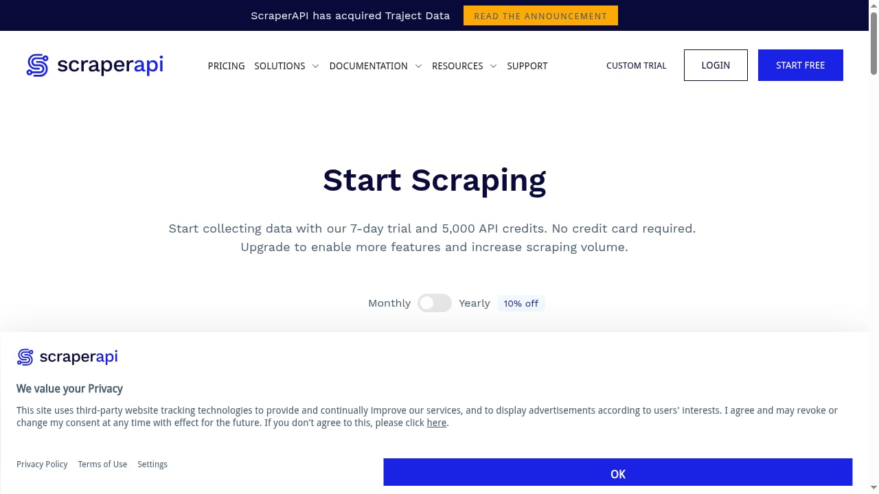 First viewport screenshot of www.scraperapi.com