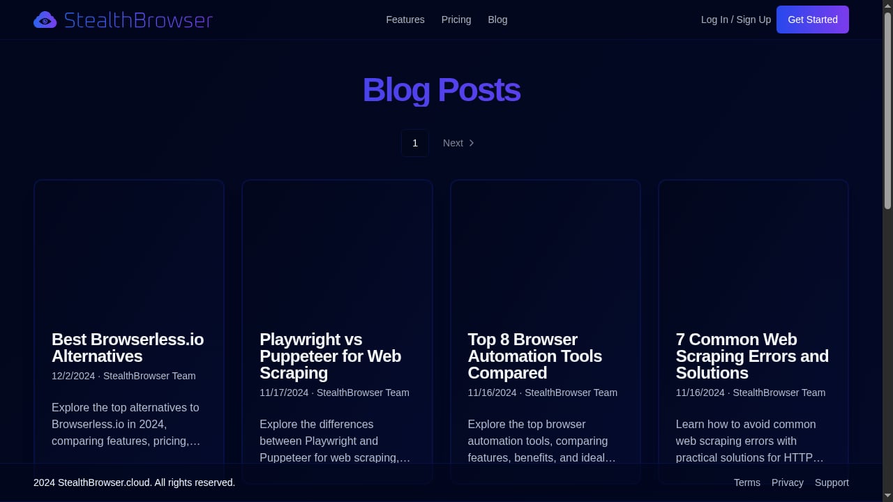 First viewport screenshot of StealthBrowser Blog | StealthBrowser