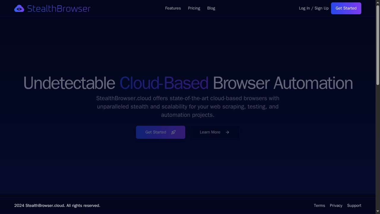 First viewport screenshot of StealthBrowser - Undetectable Cloud Browser Automation