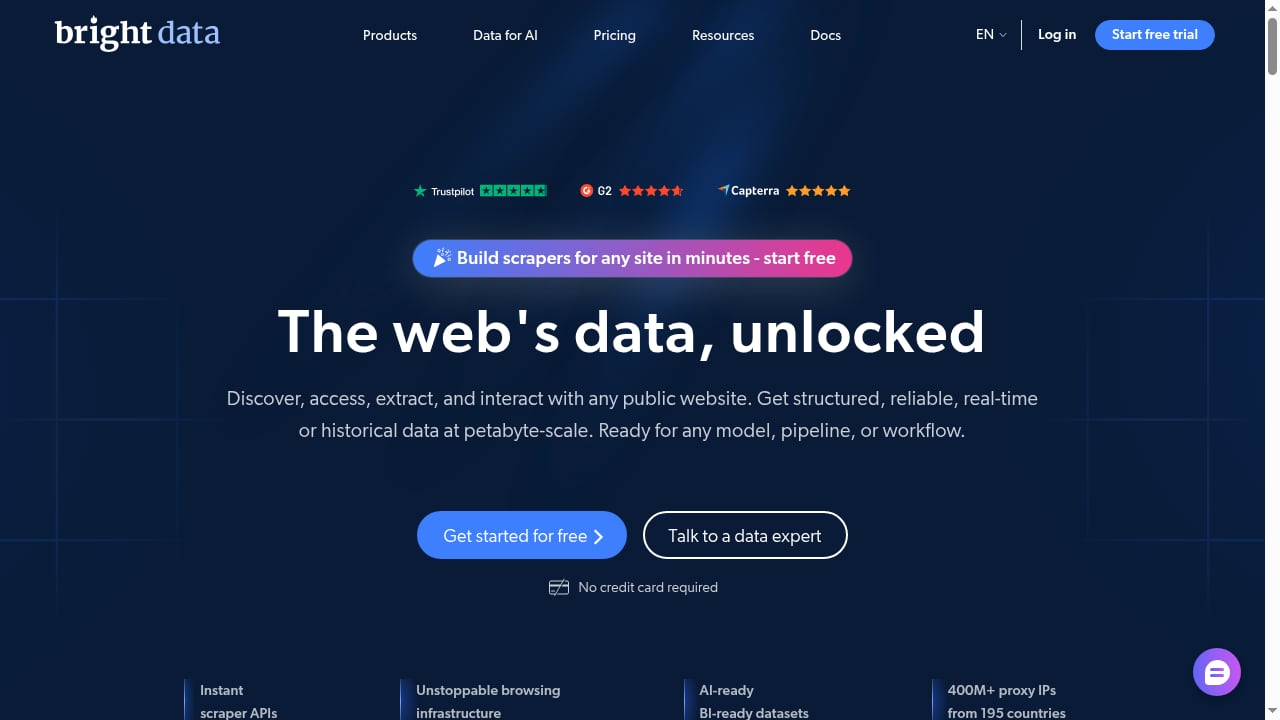 First viewport screenshot of brightdata.com