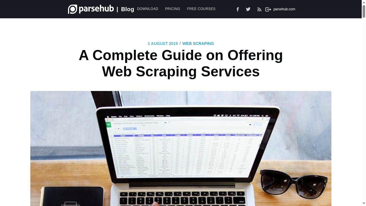 First viewport screenshot of How to Offer Web Scraping Services: The Ultimate Guide | ParseHub