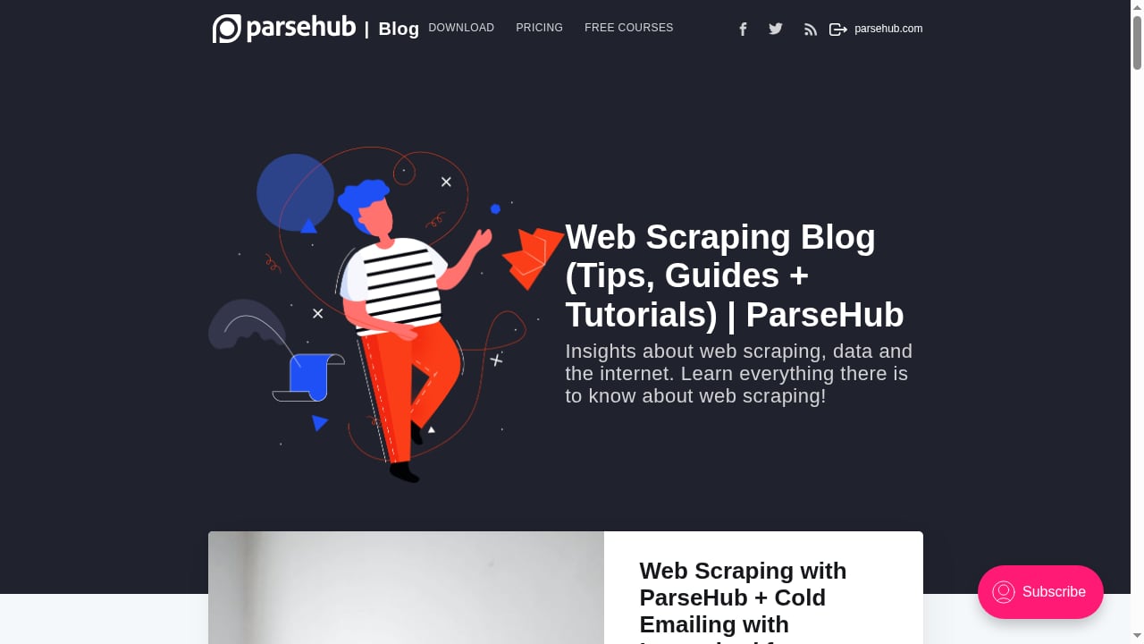 First viewport screenshot of Web Scraping Blog (Tips, Guides + Tutorials) | ParseHub