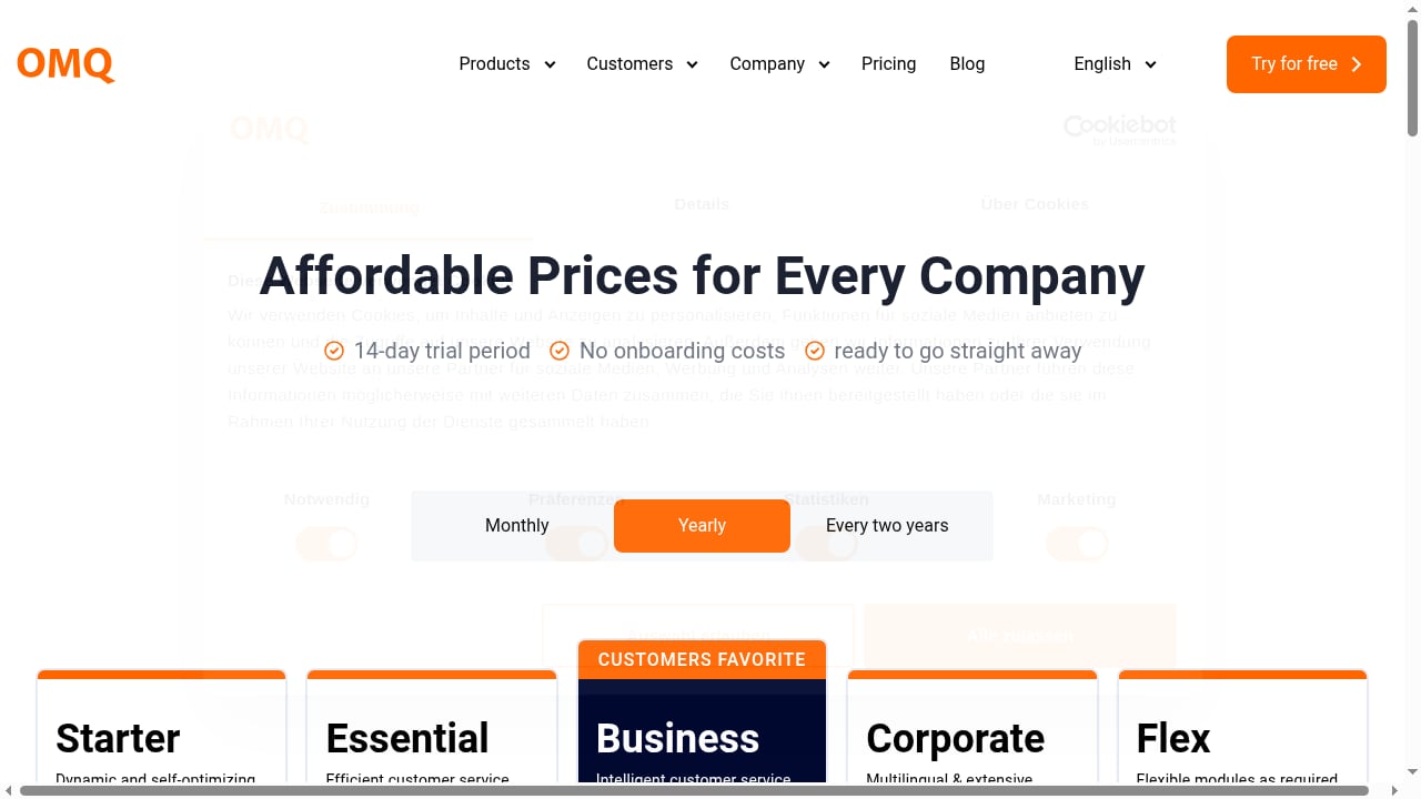 First viewport screenshot of Pricing