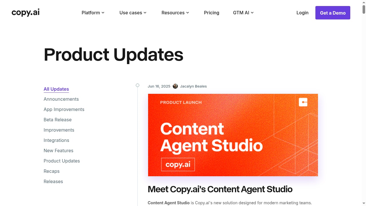 First viewport screenshot of Changelog