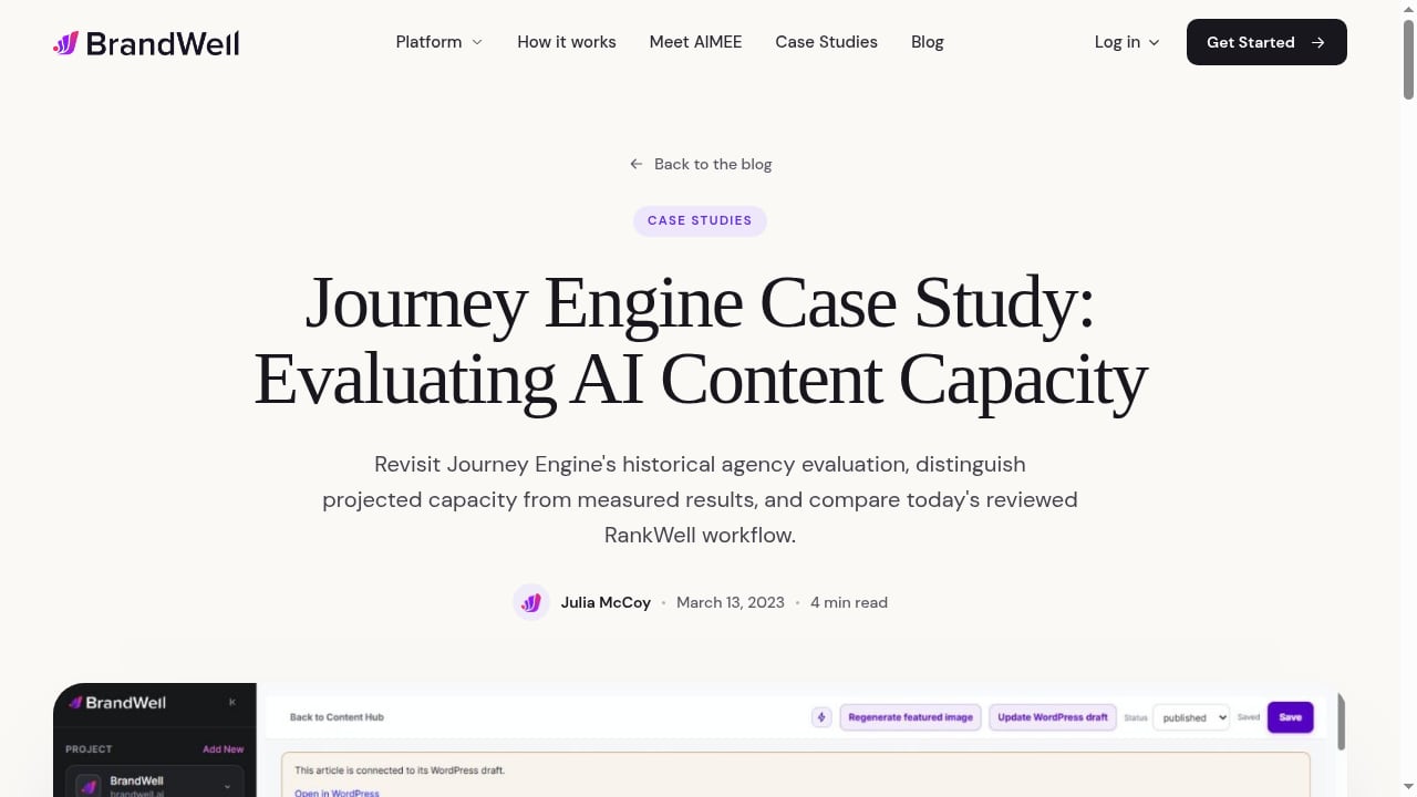 First viewport screenshot of Journey Engine Case Study: Evaluating AI Content Capacity