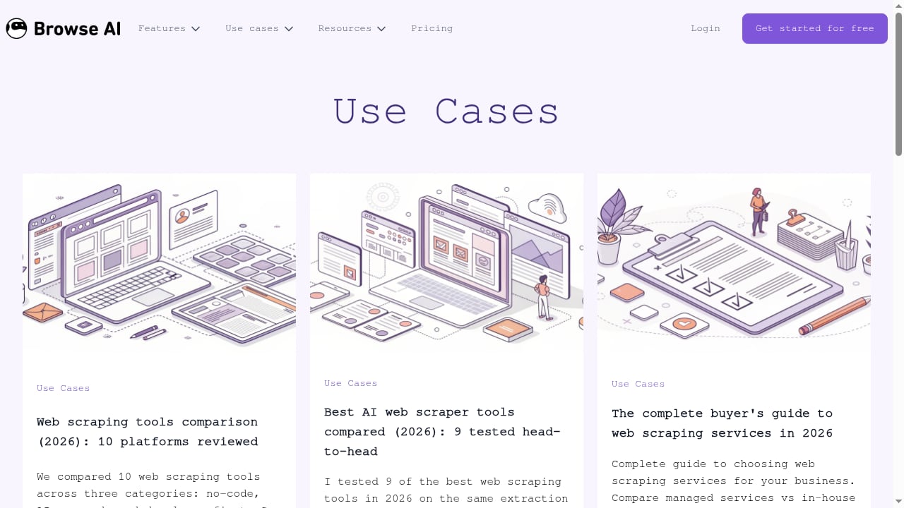 First viewport screenshot of Use Cases - Browse AI Blog