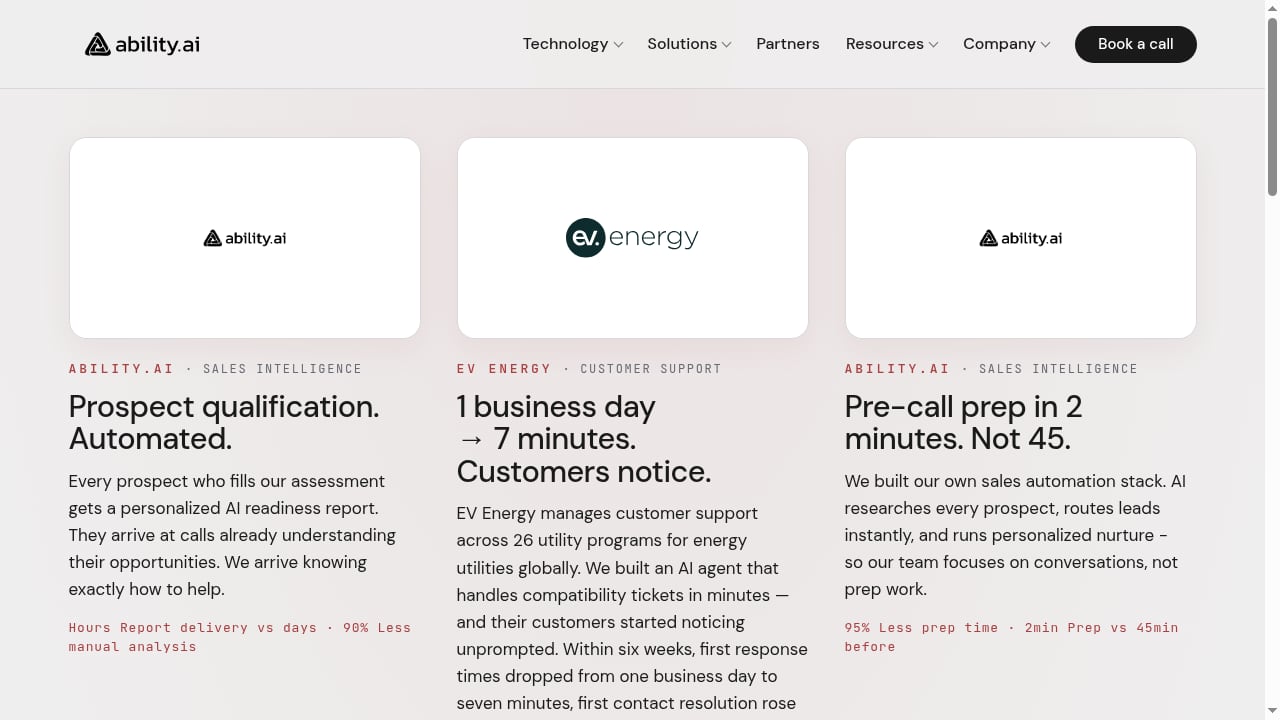 First viewport screenshot of AI Automation Case Studies & Real Results | Ability.ai