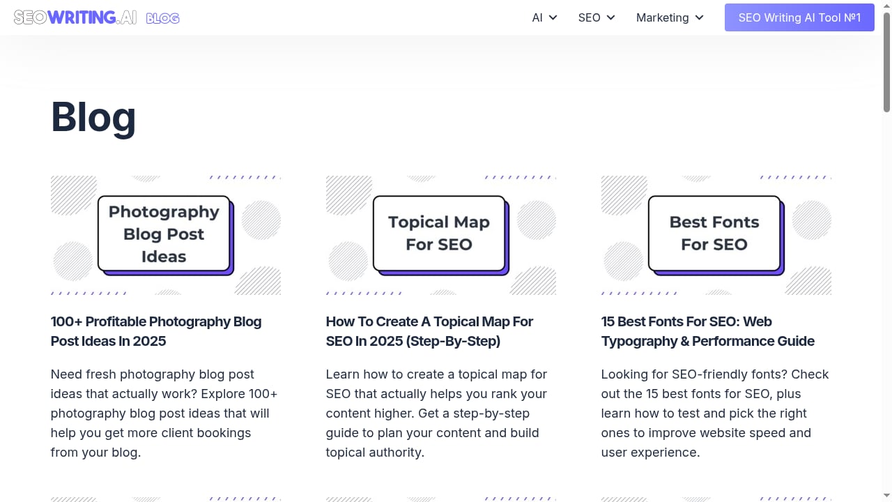 First viewport screenshot of Blog