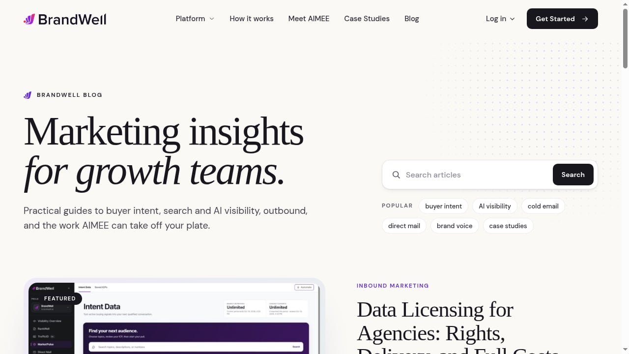 First viewport screenshot of BrandWell Blog | Marketing Insights for Growth Teams