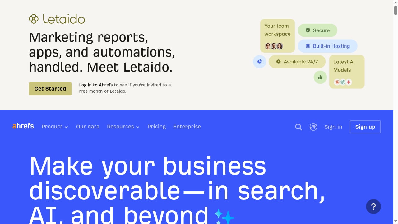First viewport screenshot of Ahrefs—AI Marketing Platform Powered by Big Data