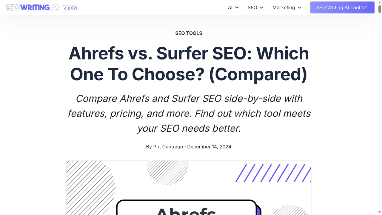 First viewport screenshot of Ahrefs vs. Surfer SEO: Which One To Choose? (Compared)