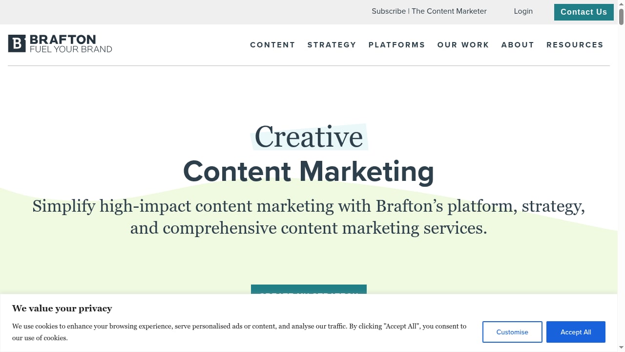First viewport screenshot of World's Best Content Marketing Agency 2026 | Brafton
