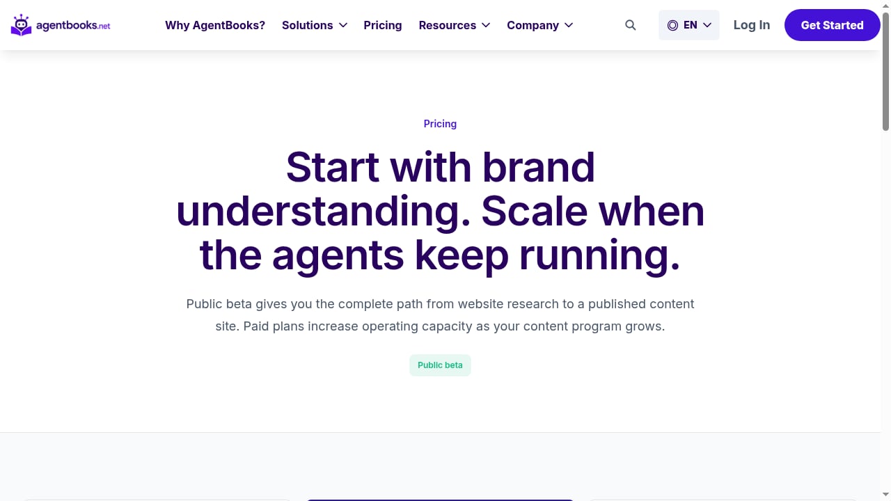 First viewport screenshot of www.agentbooks.net