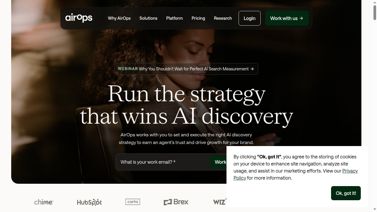 First viewport screenshot of AirOps | Run the strategy that wins AI discovery