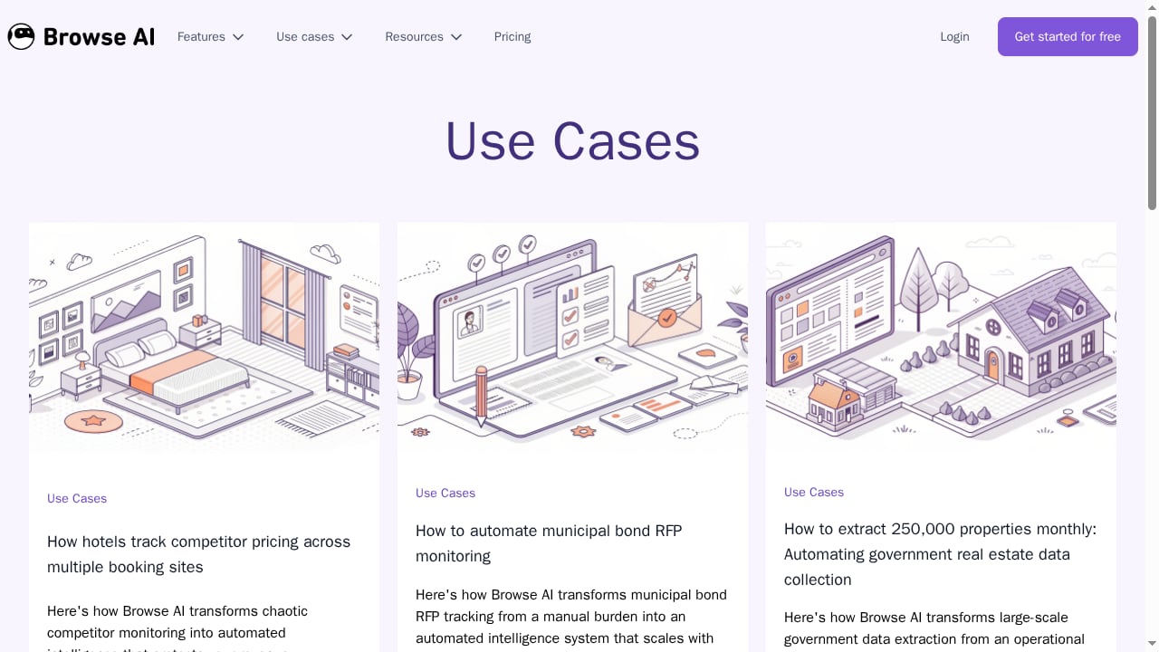First viewport screenshot of Use Cases - Browse AI Blog