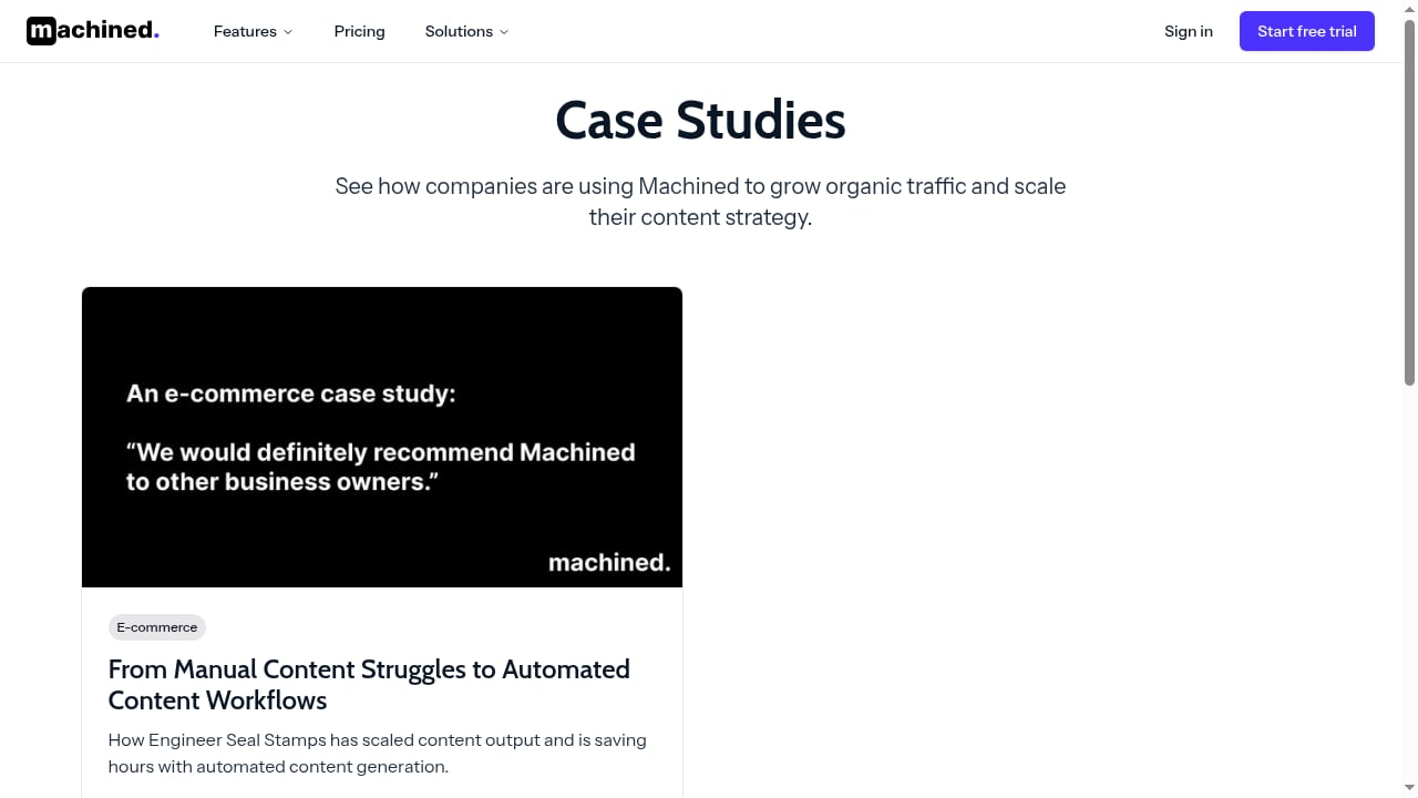 First viewport screenshot of Case Studies | Machined