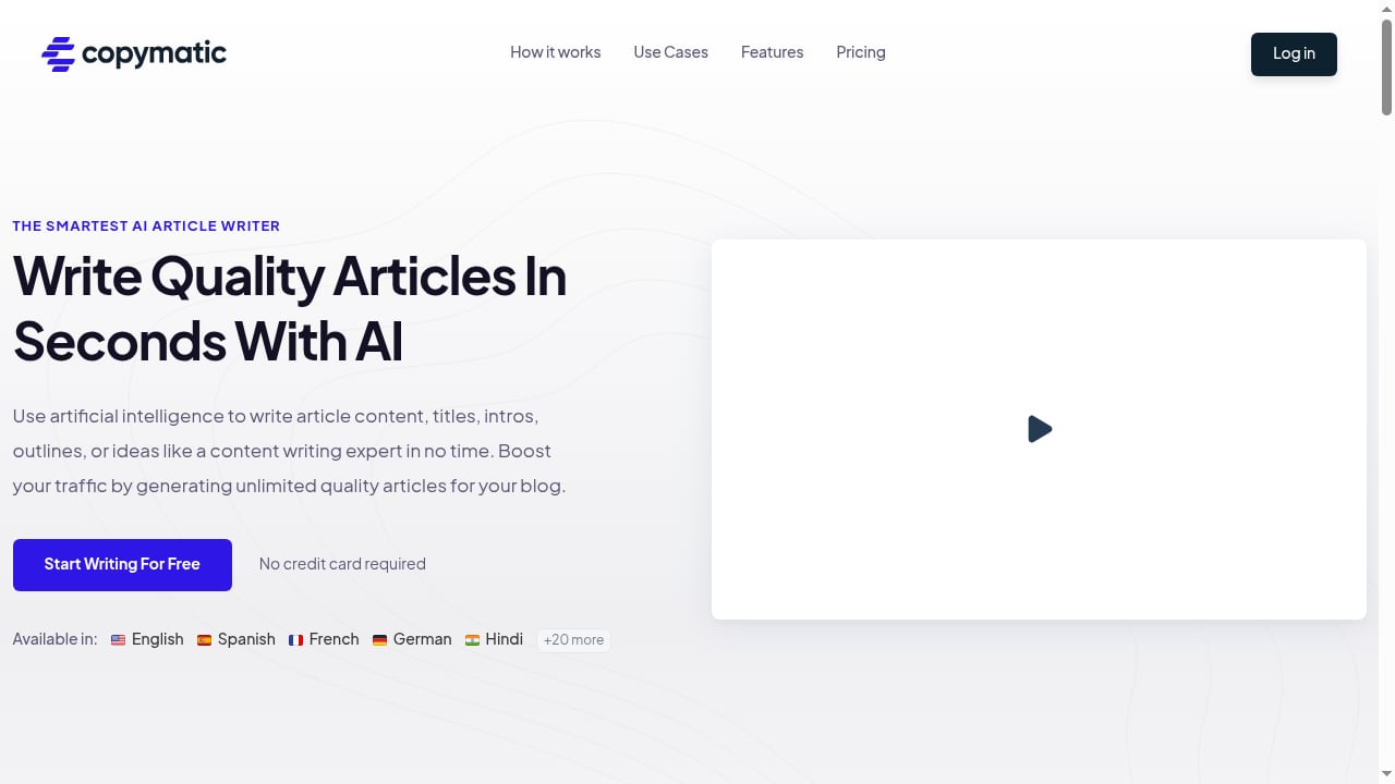 First viewport screenshot of copymatic.ai