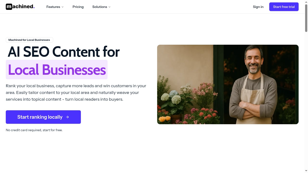 First viewport screenshot of Machined helps local businesses grow organic traffic