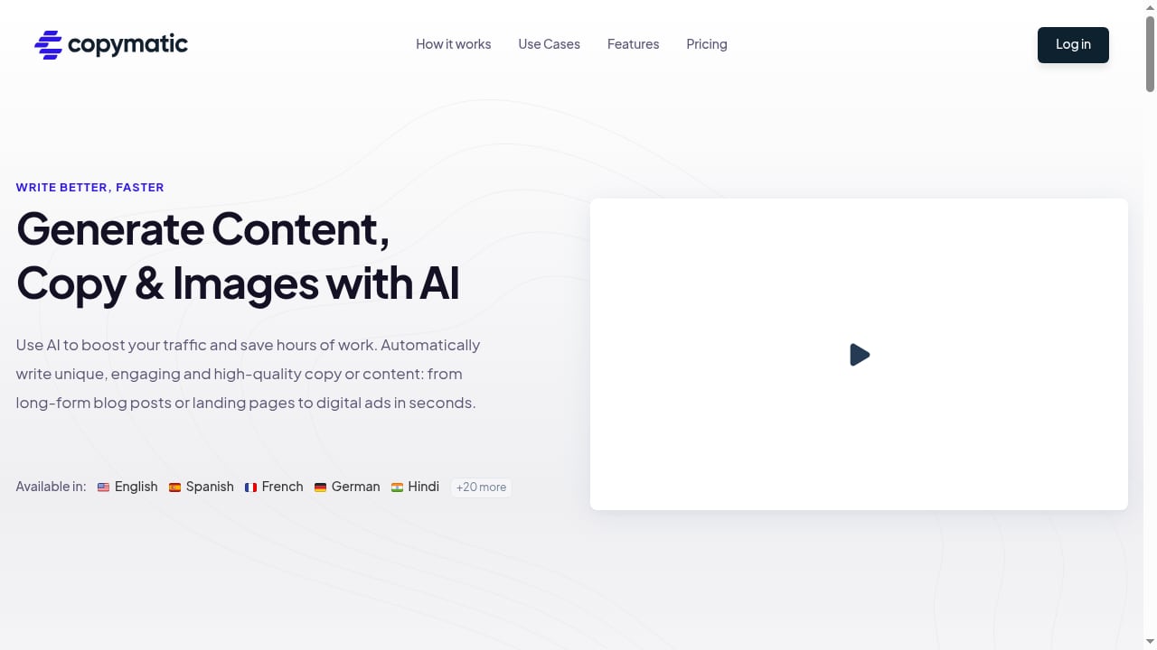 First viewport screenshot of copymatic.ai