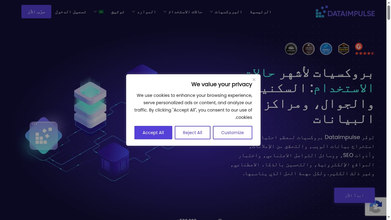 First viewport screenshot of حالات استخدام البروكسي | DataImpulse