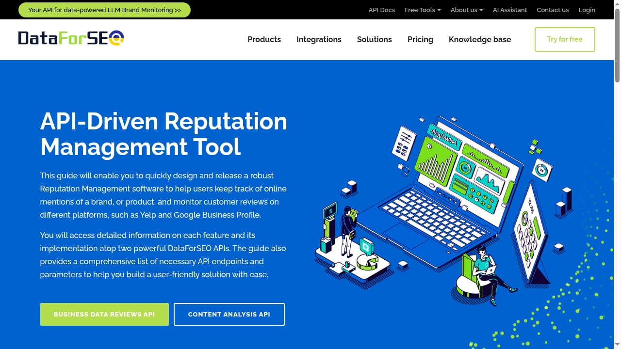 First viewport screenshot of API-Driven Reputation Management – DataForSEO