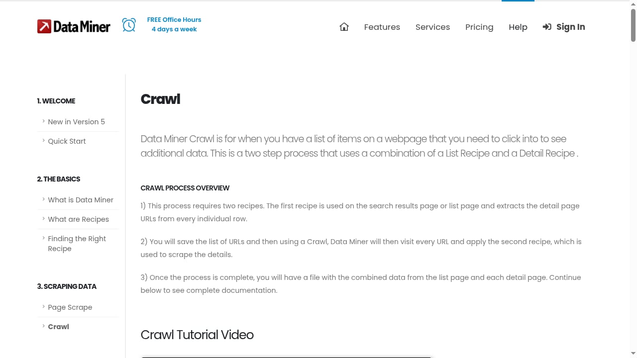 First viewport screenshot of How to crawl and scrape a website | Data Miner