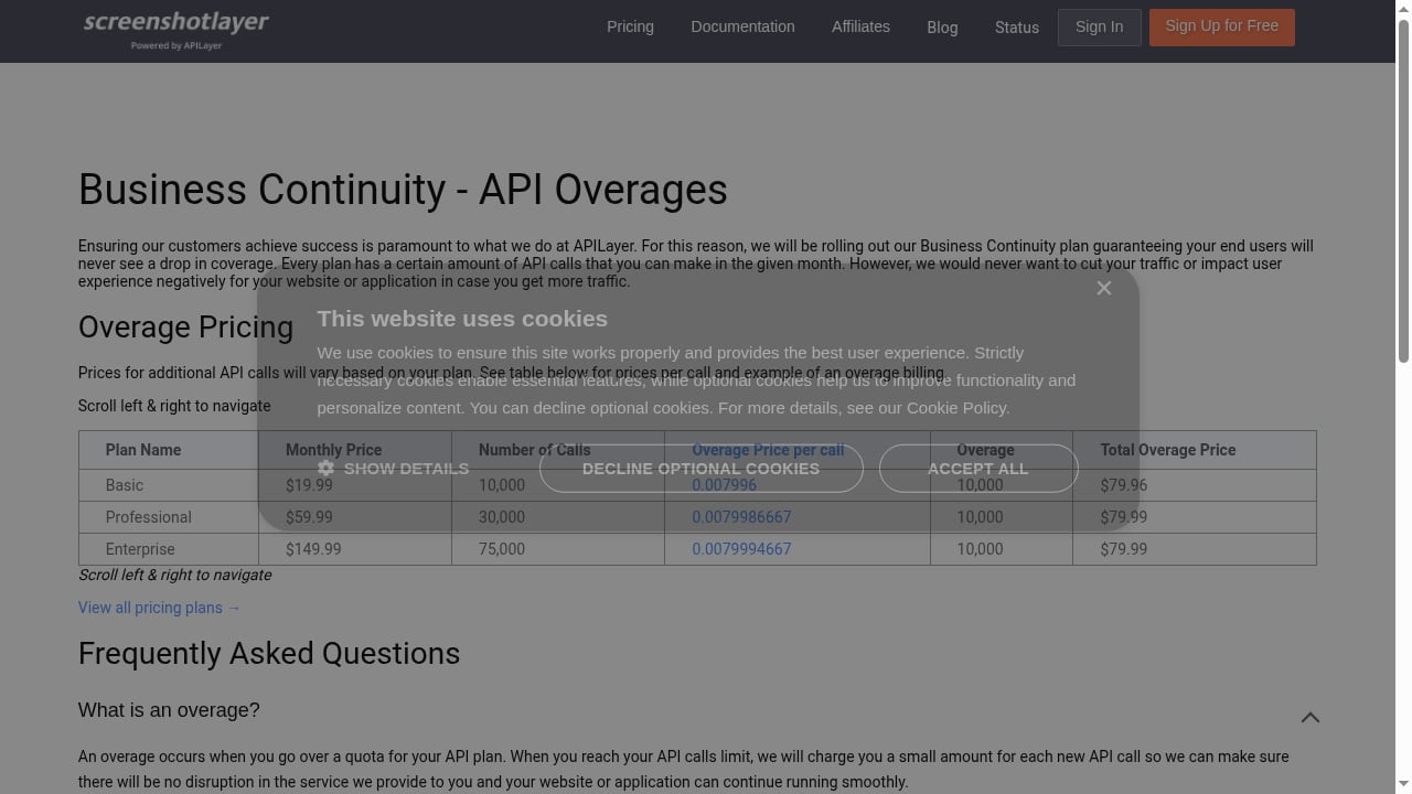 First viewport screenshot of screenshotlayer.com