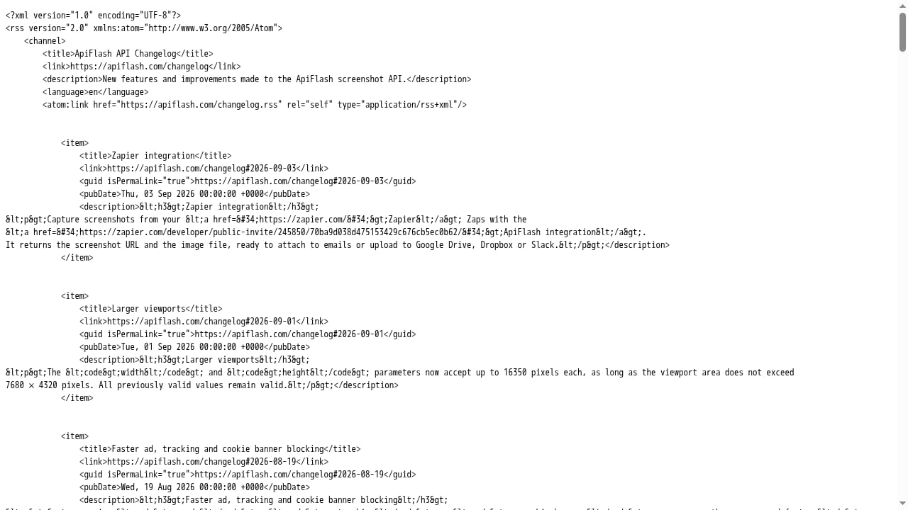 First viewport screenshot of apiflash.com