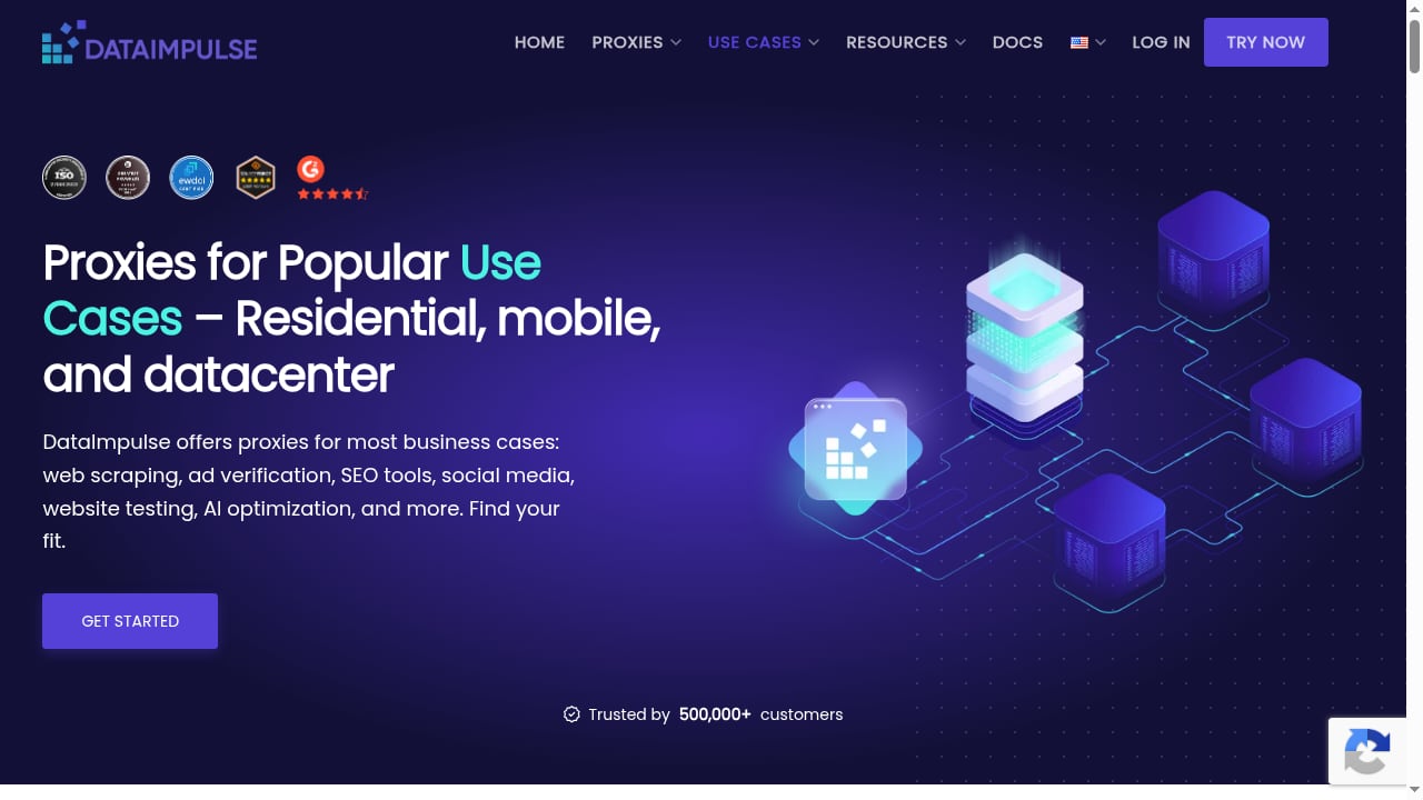 First viewport screenshot of Proxy Use Cases | DataImpulse