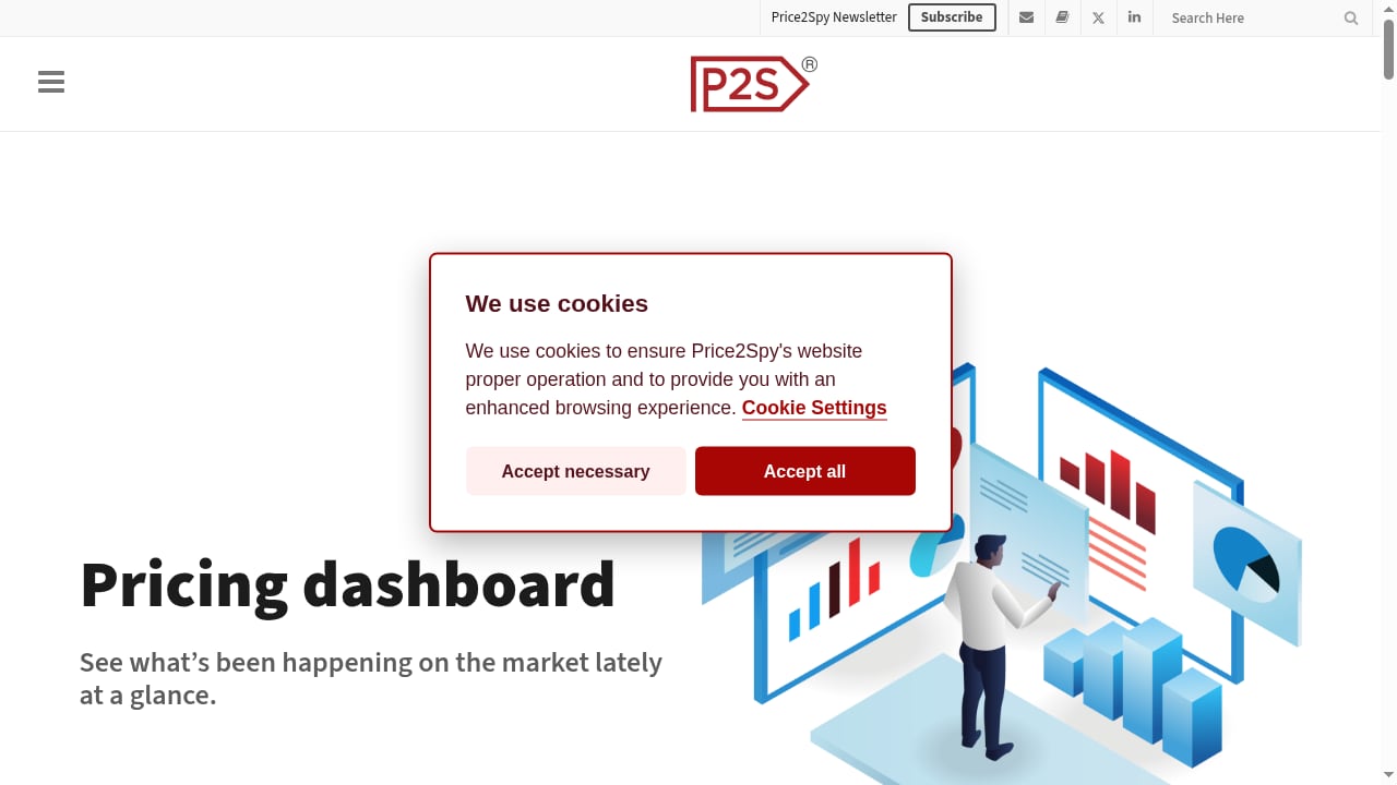 First viewport screenshot of Pricing dashboard – Price2Spy®
