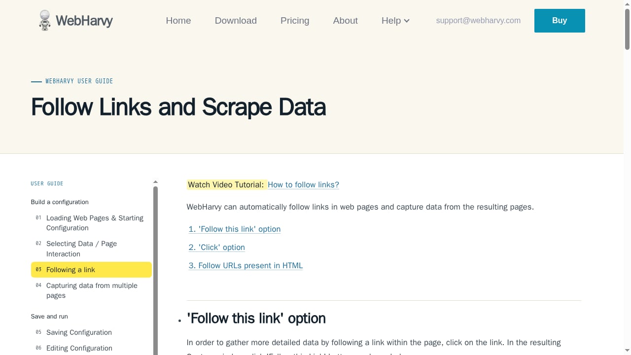 First viewport screenshot of www.webharvy.com