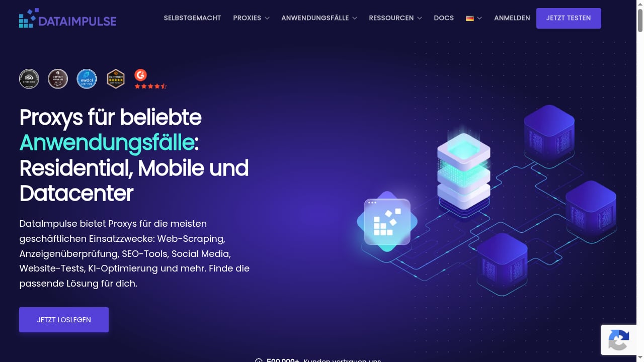 First viewport screenshot of Proxy-Anwendungsfälle | DataImpulse