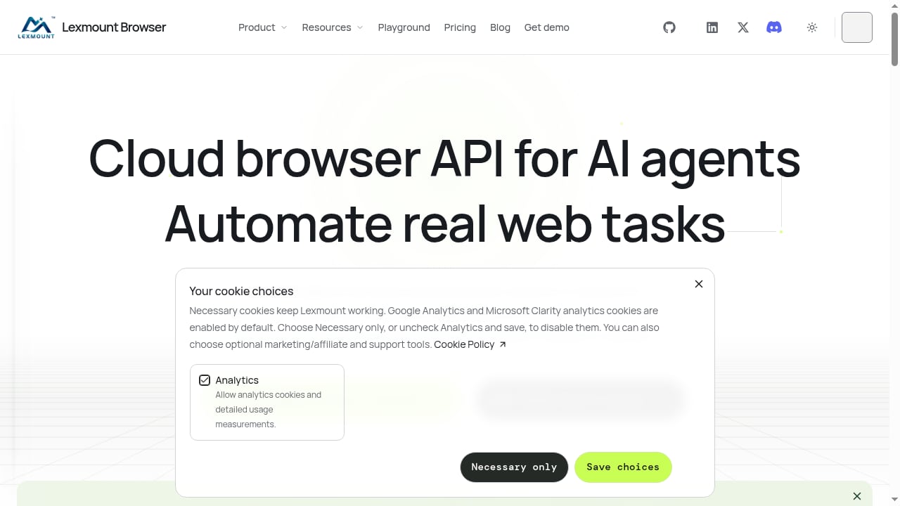 First viewport screenshot of Cloud Browser API for AI Agents & Web Fetch | Lexmount