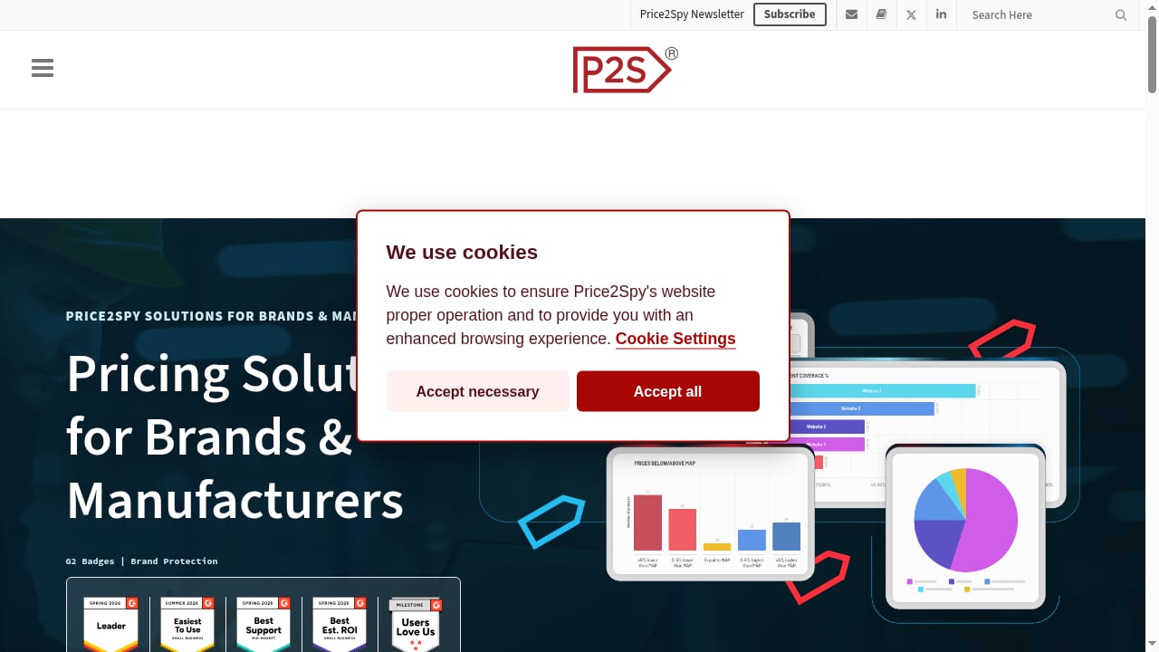 First viewport screenshot of Brands / Manufacturers – Price2Spy®