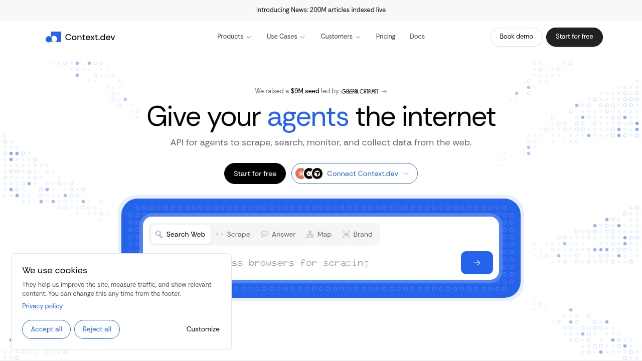 First viewport screenshot of www.context.dev